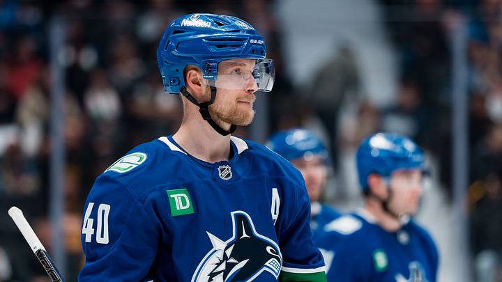 Apr 14, 2026; Vancouver, British Columbia, CAN; Vancouver Canucks forward Elias Pettersson (40) during a stop in play against the Los Angeles Kings in the third period at Rogers Arena. Mandatory Credit: Bob Frid-Imagn Images