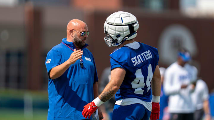 Giants head coach Brian Daboll, running back Cam Skattebo