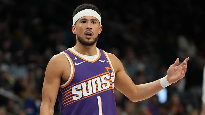 Phoenix Suns guard Devin Booker's jerseys are discounted online. Phoenix Suns guard Devin Booker's jerseys are discounted online.