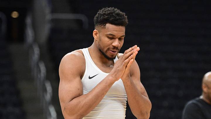 Mar 31, 2026; Milwaukee, Wisconsin, USA; Milwaukee Bucks forward Giannis Antetokounmpo (34) warms up before a game against the Dallas Mavericks at Fiserv Forum. Mandatory Credit: Benny Sieu-Imagn Images Mar 31, 2026; Milwaukee, Wisconsin, USA; Milwaukee Bucks forward Giannis Antetokounmpo (34) warms up before a game against the Dallas Mavericks at Fiserv Forum. Mandatory Credit: Benny Sieu-Imagn Images