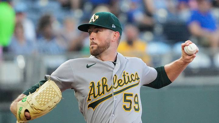 Aug 19, 2026; Kansas City, Missouri, USA; Athletics starting pitcher Jeffrey Springs (59) delivers a pitch against the Kansas City Royals during the first inning at Kauffman Stadium. Mandatory Credit: Denny Medley-Imagn Images Aug 19, 2026; Kansas City, Missouri, USA; Athletics starting pitcher Jeffrey Springs (59) delivers a pitch against the Kansas City Royals during the first inning at Kauffman Stadium. Mandatory Credit: Denny Medley-Imagn Images
