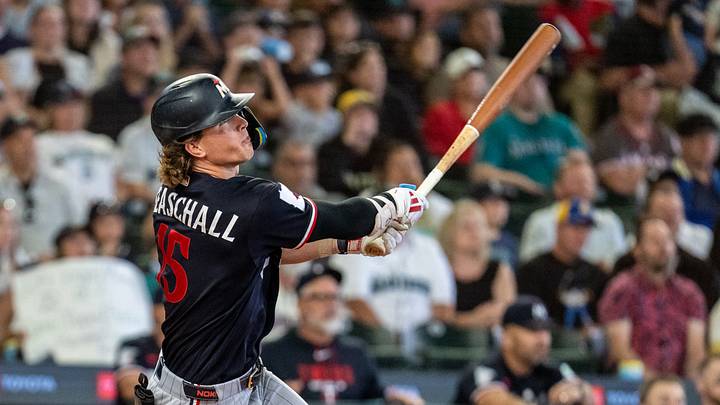Minnesota Twins centerfielder Luke Keaschall (15). Mandatory Credit: Stephen Brashear-Imagn Images Minnesota Twins centerfielder Luke Keaschall (15). Mandatory Credit: Stephen Brashear-Imagn Images