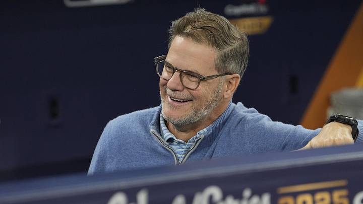 Toronto Blue Jays  Executive Vice President, Baseball Operations and General Manager Ross Atkins talks before a game during the World Series