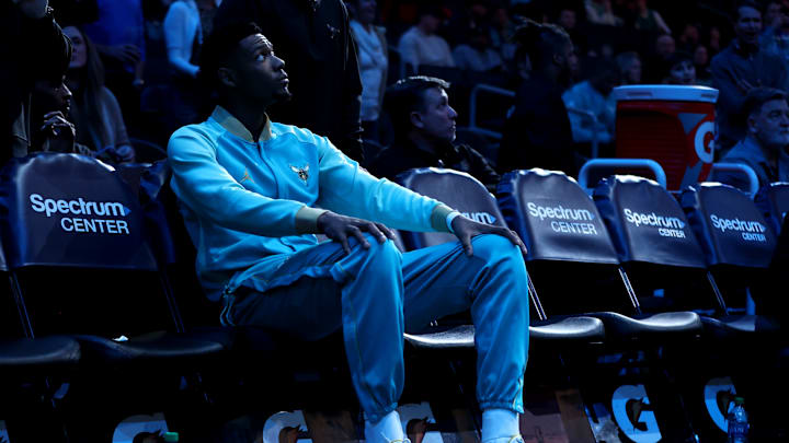 Brandon Miller, of the Charlotte Hornets before a game against the Chicago Bulls