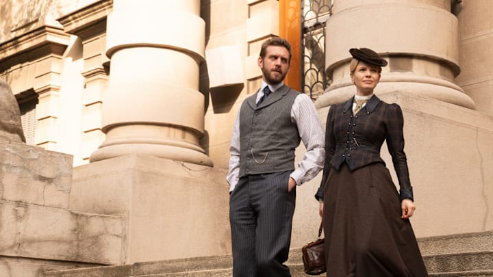 MASTERPIECE
Miss Scarlet, Season 5

Episode Three: “The Thames Reaper”
Sunday, January 26 at 8/7c on PBS

With a notorious serial killer on the loose Eliza is caught in the middle of a clash between Fleet Street and Scotland Yard.

Shown L-R: Alexander Blake (Tom Durant Pritchard), Eliza Scarlet (Kate Phillips) 

Photographer: Sever Zolak 

For editorial use only.

Courtesy of Miss Scarlet Limited and MASTERPIECE.