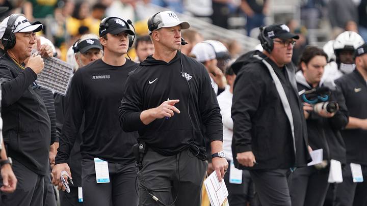 Nov 1, 2025; Waco, Texas, USA; UCF Knights head coach Scott Frost on the sidelines against the Baylor Bears during the second half at McLane Stadium. Mandatory Credit: Raymond Carlin III-Imagn Images Nov 1, 2025; Waco, Texas, USA; UCF Knights head coach Scott Frost on the sidelines against the Baylor Bears during the second half at McLane Stadium. Mandatory Credit: Raymond Carlin III-Imagn Images