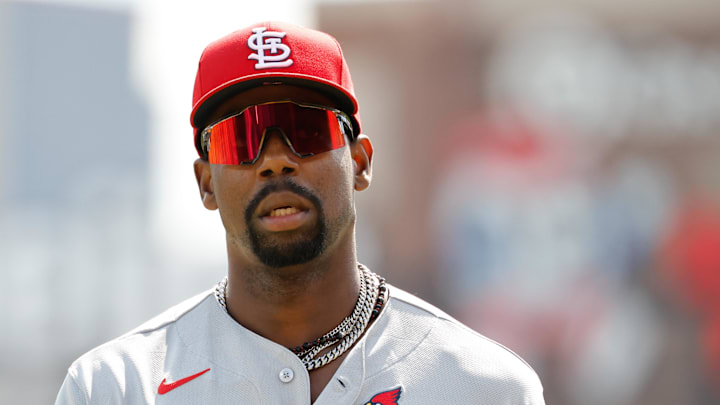 Apr 3, 2026; Detroit, Michigan, USA;  St. Louis Cardinals right fielder Jordan Walker (18) walks off the field before the game against the Detroit Tigers at Comerica Park. Mandatory Credit: Rick Osentoski-Imagn Images