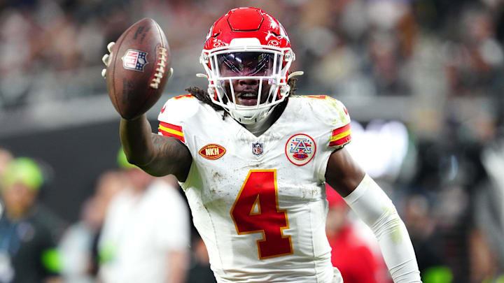 Kansas City Chiefs wide receiver Rashee Rice (4) celebrates.