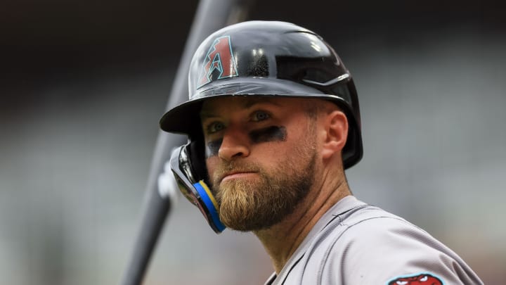May 9, 2024; Cincinnati, Ohio, USA; Arizona Diamondbacks catcher Tucker Barnhart (16) prepares on deck during the sixth inning against the Cincinnati Reds at Great American Ball Park. Mandatory Credit: Katie Stratman-USA TODAY Sports May 9, 2024; Cincinnati, Ohio, USA; Arizona Diamondbacks catcher Tucker Barnhart (16) prepares on deck during the sixth inning against the Cincinnati Reds at Great American Ball Park. Mandatory Credit: Katie Stratman-USA TODAY Sports