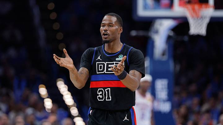 Mar 30, 2026; Oklahoma City, Oklahoma, USA; Detroit Pistons guard Javonte Green (31) reacts after a play against the Oklahoma City Thunder during the second half at Paycom Center. Mandatory Credit: Alonzo Adams-Imagn Images Mar 30, 2026; Oklahoma City, Oklahoma, USA; Detroit Pistons guard Javonte Green (31) reacts after a play against the Oklahoma City Thunder during the second half at Paycom Center. Mandatory Credit: Alonzo Adams-Imagn Images