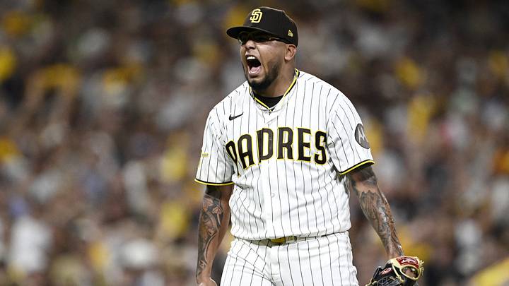 Oct 6, 2026; San Diego, California, USA; San Diego Padres pitcher Bradgley Rodriguez (72) celebrates an out to end the top of the seventh inning against the Milwaukee Brewers in game three of the NLDS for the 2026 MLB Playoffs at Petco Park. Mandatory Credit: Denis Poroy-Imagn Images Oct 6, 2026; San Diego, California, USA; San Diego Padres pitcher Bradgley Rodriguez (72) celebrates an out to end the top of the seventh inning against the Milwaukee Brewers in game three of the NLDS for the 2026 MLB Playoffs at Petco Park. Mandatory Credit: Denis Poroy-Imagn Images