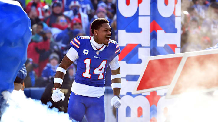 Jan 15, 2023; Orchard Park, NY, USA; Buffalo Bills wide receiver Stefon Diggs (14) is introduced