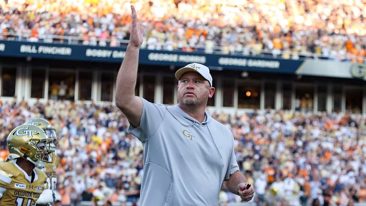 Sep 12, 2026; Atlanta, Georgia, USA; Georgia Tech Yellow Jackets head coach Brent Key blows a kiss to the crowd before a game against the Tennessee Volunteers at Bobby Dodd Stadium at Hyundai Field. Mandatory Credit: Brett Davis-Imagn Images Sep 12, 2026; Atlanta, Georgia, USA; Georgia Tech Yellow Jackets head coach Brent Key blows a kiss to the crowd before a game against the Tennessee Volunteers at Bobby Dodd Stadium at Hyundai Field. Mandatory Credit: Brett Davis-Imagn Images