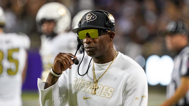 Oct 4, 2025; Fort Worth, Texas, USA; Colorado Buffaloes head coach Deion Sanders on the sidelines during the first half against the TCU Horned Frogs at Amon G. Carter Stadium. Mandatory Credit: Raymond Carlin III-Imagn Images Oct 4, 2025; Fort Worth, Texas, USA; Colorado Buffaloes head coach Deion Sanders on the sidelines during the first half against the TCU Horned Frogs at Amon G. Carter Stadium. Mandatory Credit: Raymond Carlin III-Imagn Images