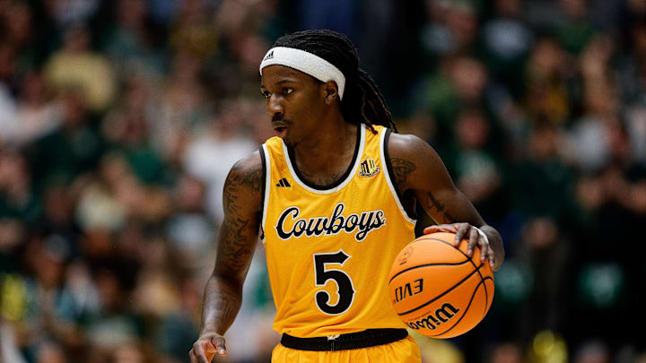 Wyoming Cowboys transfer guard Obi Agbim (5) committed to the Baylor Bears for his sixth season of college basketball
