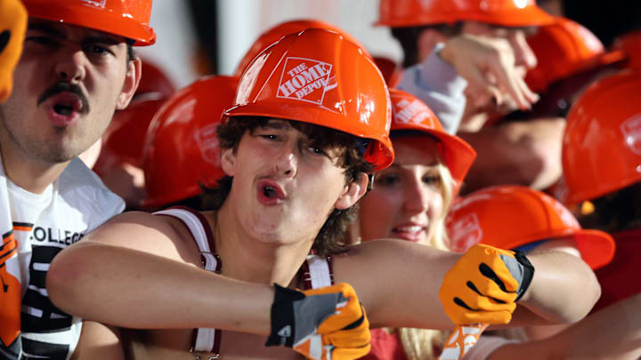 Fans arrive early for ESPN College GameDay ahead of the University of Oklahoma-Michigan College football game on Sep 6, 2025 in Norman.