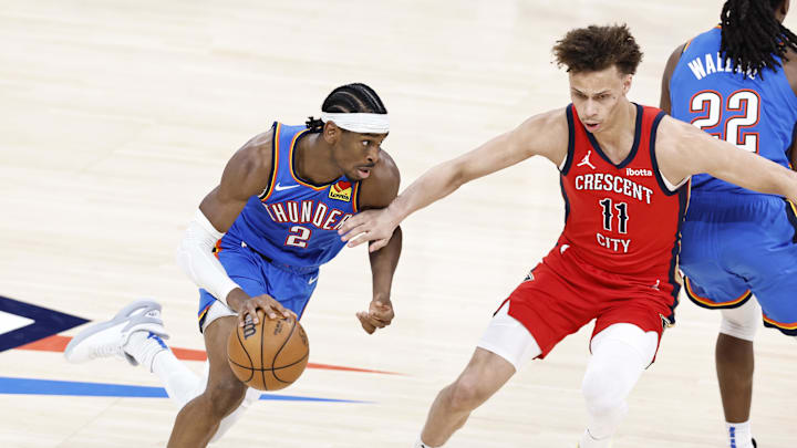 Apr 24, 2024; Oklahoma City, Oklahoma, USA; Oklahoma City Thunder guard Shai Gilgeous-Alexander (2)