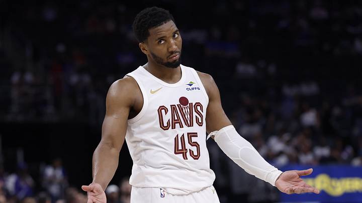 May 17, 2026; Detroit, Michigan, USA; Cleveland Cavaliers guard Donovan Mitchell (45) reacts during the second half against the Detroit Pistons during game seven of the second round of the 2026 NBA Playoffs at Little Caesars Arena. Mandatory Credit: Rick Osentoski-Imagn Images May 17, 2026; Detroit, Michigan, USA; Cleveland Cavaliers guard Donovan Mitchell (45) reacts during the second half against the Detroit Pistons during game seven of the second round of the 2026 NBA Playoffs at Little Caesars Arena. Mandatory Credit: Rick Osentoski-Imagn Images