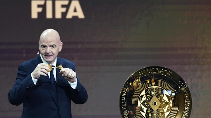 FIFA President Gianni Infantino at the 2025 FIFA Club World Cup draw in Miami.