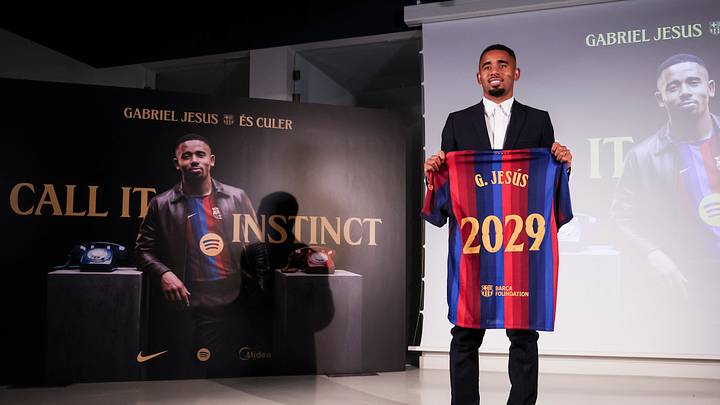 Gabriel Jesus Presentation As New Player Of Fc Barcelona