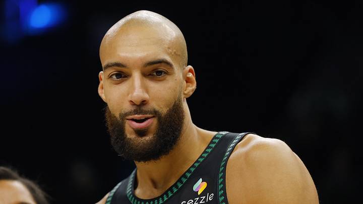 Jan 6, 2026; Minneapolis, Minnesota, USA; Minnesota Timberwolves center Rudy Gobert (27) talks with a reporter after the game with the Miami Heat at Target Center. Mandatory Credit: Bruce Kluckhohn-Imagn Images