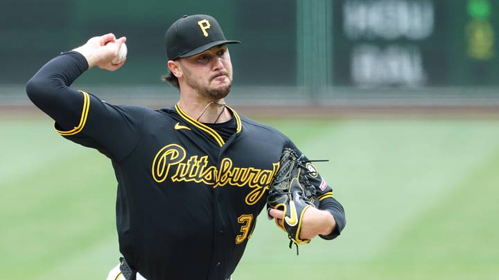 Apr 30, 2026; Pittsburgh, Pennsylvania, USA;  Pittsburgh Pirates starting pitcher Paul Skenes (30) delivers a pitch against the St. Louis Cardinals during the first inning at PNC Park. Mandatory Credit: Charles LeClaire-Imagn Images