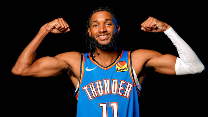 Isaiah Joe is pictured during the Thunder media day at the Paycom Center in Oklahoma City, on Monday, Sept. 30, 2024.