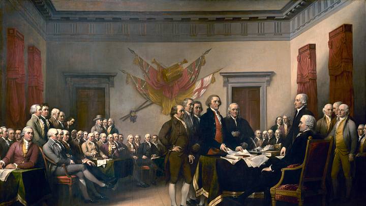 Declaration of Independence being signed Declaration of Independence being signed