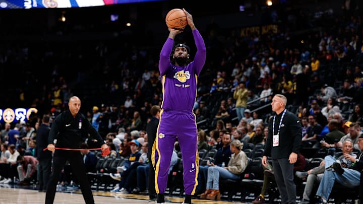 Jan 9, 2023; Denver, Colorado, USA; Los Angeles Lakers guard Patrick Beverley (21) warms up before the game against the Denver Nuggets at Ball Arena. Mandatory Credit: Isaiah J. Downing-Imagn Images
