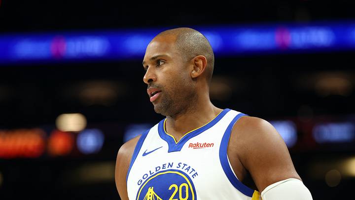Phoenix, Arizona, USA; Golden State Warriors center Al Horford (20) against the Phoenix Suns during the play-in rounds of the 2026 NBA Playoffs at Mortgage Matchup Center. Mandatory Credit: Mark J. Rebilas-Imagn Images