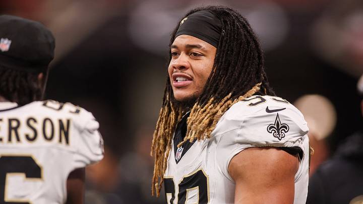Jan 4, 2026; Atlanta, Georgia, USA; New Orleans Saints defensive end Chase Young (99) on the sideline against the Atlanta Falcons in the fourth quarter at Mercedes-Benz Stadium. Mandatory Credit: Brett Davis-Imagn Images Jan 4, 2026; Atlanta, Georgia, USA; New Orleans Saints defensive end Chase Young (99) on the sideline against the Atlanta Falcons in the fourth quarter at Mercedes-Benz Stadium. Mandatory Credit: Brett Davis-Imagn Images