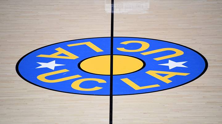 Nov 6, 2019; Los Angeles, CA, USA; Detailed view of the the UCLA Bruins logo at center court at Pauley Pavilion. Mandatory Credit: Kirby Lee-USA TODAY Sports Nov 6, 2019; Los Angeles, CA, USA; Detailed view of the the UCLA Bruins logo at center court at Pauley Pavilion. Mandatory Credit: Kirby Lee-USA TODAY Sports