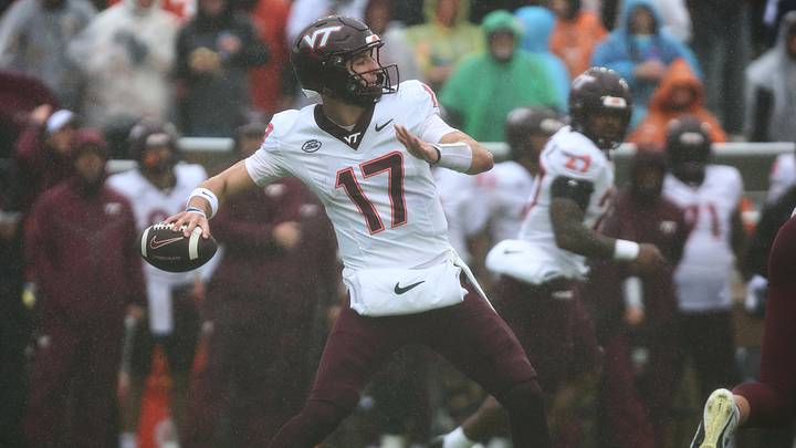Sep 26, 2026; Chestnut Hill, Massachusetts, USA; Virginia Tech Hokies quarterback Ethan Grunkemeyer (17) throws a pass in the first half against the Boston College Eagles at Alumni Stadium. Mandatory Credit: Edward Finan-Imagn Images Sep 26, 2026; Chestnut Hill, Massachusetts, USA; Virginia Tech Hokies quarterback Ethan Grunkemeyer (17) throws a pass in the first half against the Boston College Eagles at Alumni Stadium. Mandatory Credit: Edward Finan-Imagn Images
