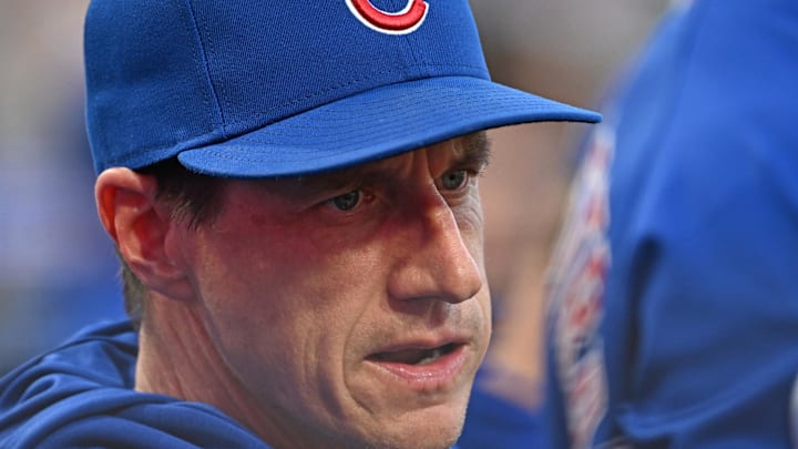Apr 13, 2026; Philadelphia, Pennsylvania, USA; Chicago Cubs manager Craig Counsell (11) in the dugout against the Philadelphia Phillies during the second inning at Citizens Bank Park. Mandatory Credit: Eric Hartline-Imagn Images