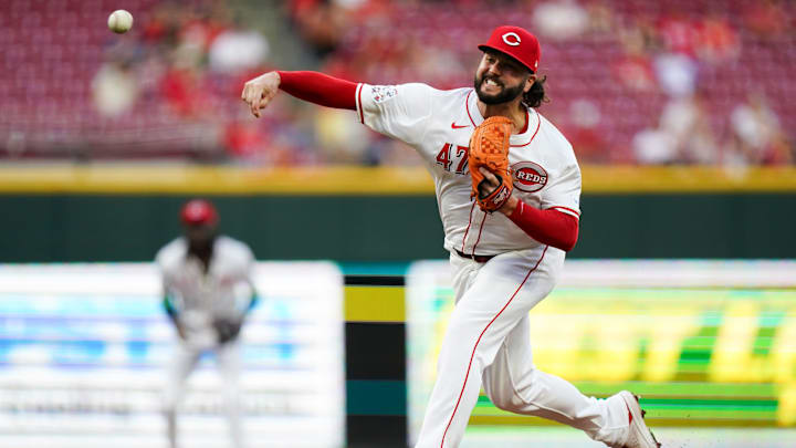 Cincinnati Reds pitcher Jakob Junis (47) throws a pitch in the second inning of a MLB game between the Cincinnati Reds and Atlanta Braves, Wednesday, Sept. 18, 2024, at Great American Ball Park in downtown Cincinnati. Cincinnati Reds pitcher Jakob Junis (47) throws a pitch in the second inning of a MLB game between the Cincinnati Reds and Atlanta Braves, Wednesday, Sept. 18, 2024, at Great American Ball Park in downtown Cincinnati.