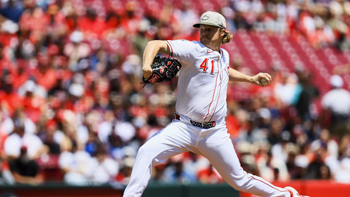 May 18, 2025; Cincinnati, Ohio, USA; Cincinnati Reds starting pitcher Andrew Abbott (41) pitches against the Cleveland Guardians in the first inning at Great American Ball Park. Mandatory Credit: Katie Stratman-Imagn Images May 18, 2025; Cincinnati, Ohio, USA; Cincinnati Reds starting pitcher Andrew Abbott (41) pitches against the Cleveland Guardians in the first inning at Great American Ball Park. Mandatory Credit: Katie Stratman-Imagn Images