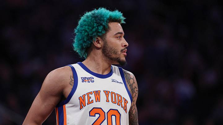 Mar 22, 2026; New York, New York, USA; New York Knicks forward Jeremy Sochan (20) looks back during the second half against the Washington Wizards at Madison Square Garden. Mandatory Credit: Vincent Carchietta-Imagn Images Mar 22, 2026; New York, New York, USA; New York Knicks forward Jeremy Sochan (20) looks back during the second half against the Washington Wizards at Madison Square Garden. Mandatory Credit: Vincent Carchietta-Imagn Images