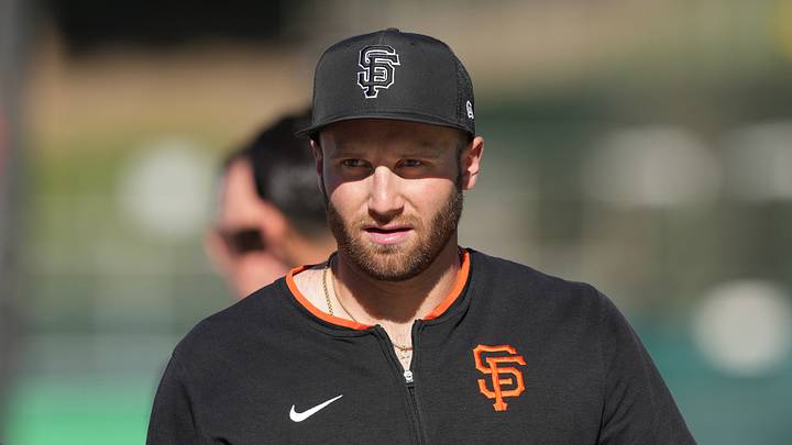 West Sacramento, California, USA; San Francisco Giants designated hitter Casey Schmitt (10) before the game against the Athletics at Sutter Health Park. Mandatory Credit: Darren Yamashita-Imagn Images