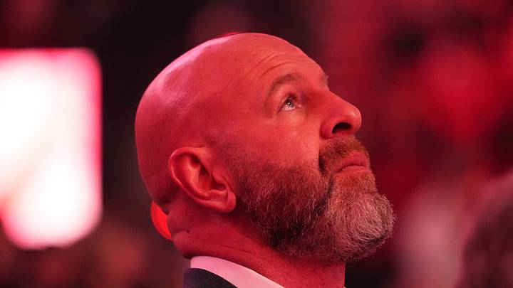 Portland Trail Blazers general manager Joe Cronin looks on before the game against the Chicago Bulls.