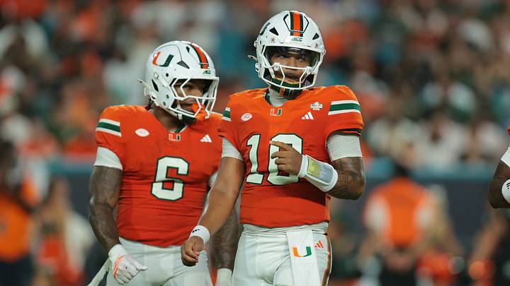 Sep 10, 2026; Miami Gardens, Florida, USA; Miami Hurricanes quarterback Darian Mensah (10) looks on during the first half against the Florida A&M Rattlersat Hard Rock Stadium. Mandatory Credit: Sam Navarro-Imagn Images Sep 10, 2026; Miami Gardens, Florida, USA; Miami Hurricanes quarterback Darian Mensah (10) looks on during the first half against the Florida A&M Rattlersat Hard Rock Stadium. Mandatory Credit: Sam Navarro-Imagn Images