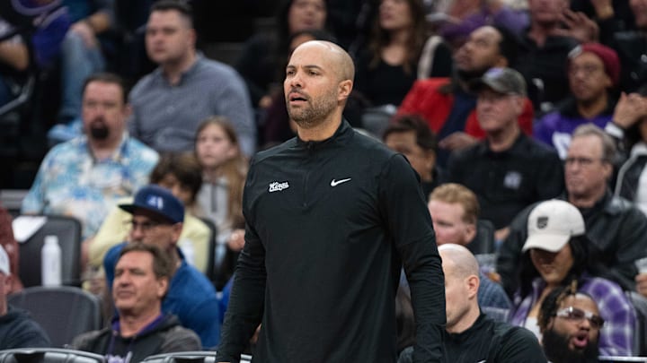 December 16, 2023; Sacramento, California, USA; Sacramento Kings associate head coach Jordi Fernandez during the first quarter against the Utah Jazz at Golden 1 Center. Mandatory Credit: Kyle Terada-USA TODAY Sports