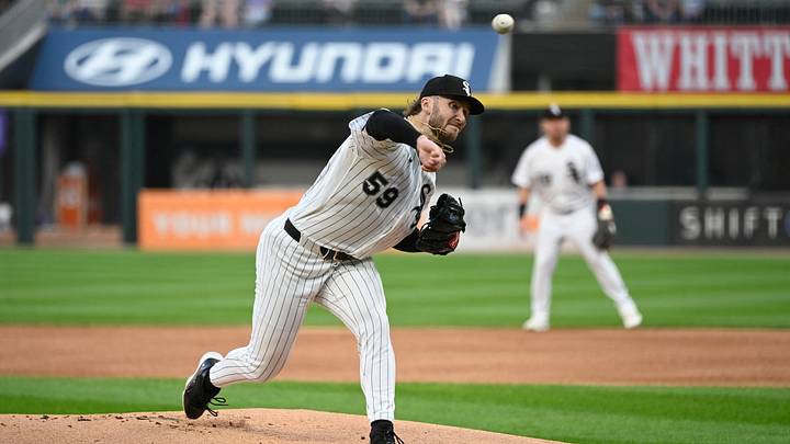 Aug 26, 2026; Chicago, Illinois, USA; Chicago White Sox pitcher Sean Burke (59) delivers the ball during the first inning against the Texas Rangers at Rate Field. Mandatory Credit: Matt Marton-Imagn Images Aug 26, 2026; Chicago, Illinois, USA; Chicago White Sox pitcher Sean Burke (59) delivers the ball during the first inning against the Texas Rangers at Rate Field. Mandatory Credit: Matt Marton-Imagn Images