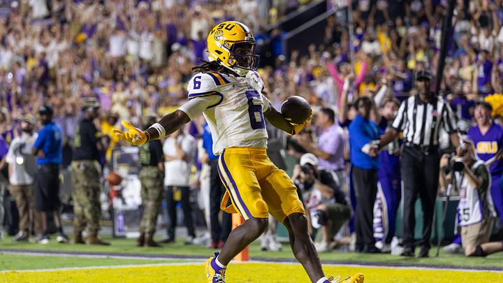 LSU receiver Winston Watkins scores a touchdown against Clemson. LSU receiver Winston Watkins scores a touchdown against Clemson.