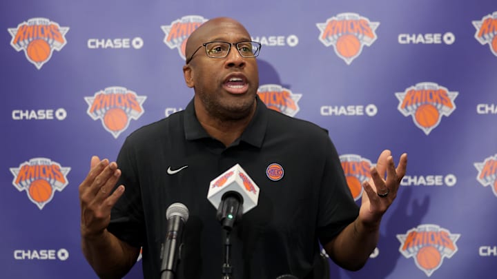 Sep 23, 2025; New York, NY, USA; New York Knicks head coach Mike Brown speaks to the media during a media day press conference at the Madison Square Garden training center. Mandatory Credit: Brad Penner-Imagn Images Sep 23, 2025; New York, NY, USA; New York Knicks head coach Mike Brown speaks to the media during a media day press conference at the Madison Square Garden training center. Mandatory Credit: Brad Penner-Imagn Images
