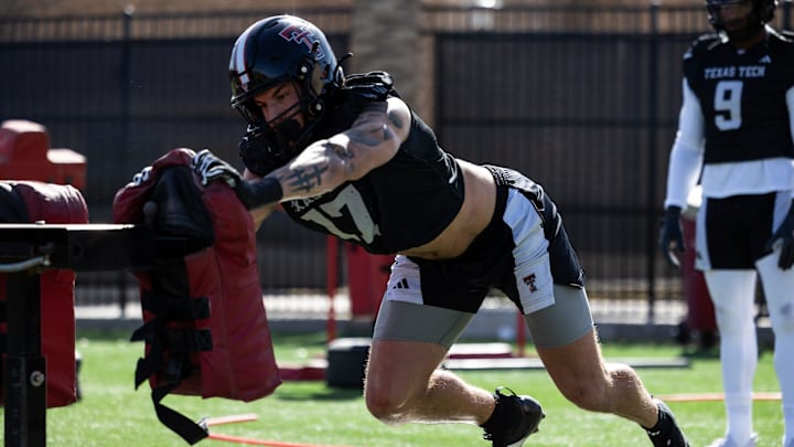 Texas Tech’s Isaac Smith goes through a drill during spring football practice, Wednesday, March 12, 2025, outside the Sports Performance Center. Texas Tech’s Isaac Smith goes through a drill during spring football practice, Wednesday, March 12, 2025, outside the Sports Performance Center.