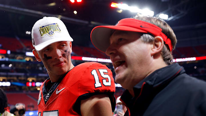 Carson Beck, Kirby Smart, Georgia Bulldogs Carson Beck, Kirby Smart, Georgia Bulldogs