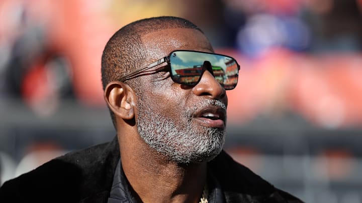 Dec 21, 2025; Cleveland, Ohio, USA; Legendary football and baseball player and father of Cleveland Browns quarterback Shedeur Sanders, Deion Sanders on the sidelines prior to a game against the Buffalo Bills at Huntington Bank Field. Mandatory Credit: Scott Galvin-Imagn Images Dec 21, 2025; Cleveland, Ohio, USA; Legendary football and baseball player and father of Cleveland Browns quarterback Shedeur Sanders, Deion Sanders on the sidelines prior to a game against the Buffalo Bills at Huntington Bank Field. Mandatory Credit: Scott Galvin-Imagn Images