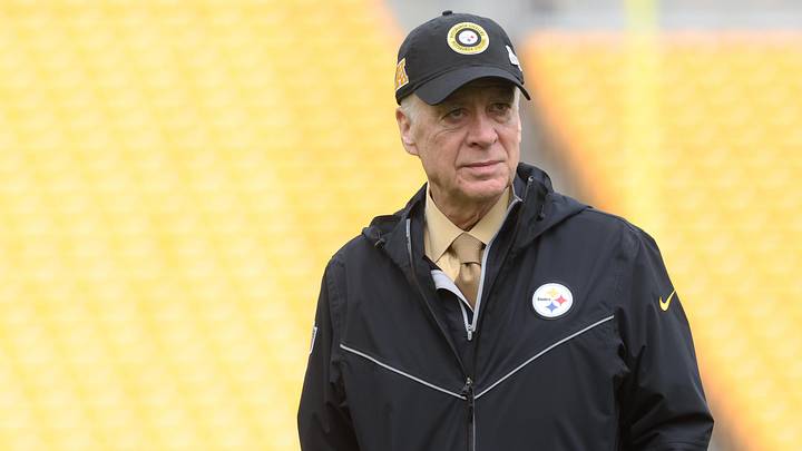 Oct 12, 2025; Pittsburgh, Pennsylvania, USA; Pittsburgh Steelers owner Art Rooney II walks the field before the Steelers host the Cleveland Browns at Acrisure Stadium. Mandatory Credit: Charles LeClaire-Imagn Images