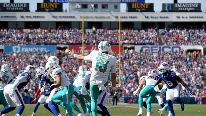 Miami Dolphins punter Jake Bailey contributed to the special teams woes with his line drive punts and terrible hang time. He single-handedly lost the division for the Dophins during the Monday night game at home against Buffalo.