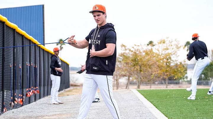 Detroit Tigers pitcher Jackson Jobe practices during spring training at TigerTown in Lakeland, Fla. on Wednesday, Feb. 11, 2026. Detroit Tigers pitcher Jackson Jobe practices during spring training at TigerTown in Lakeland, Fla. on Wednesday, Feb. 11, 2026.